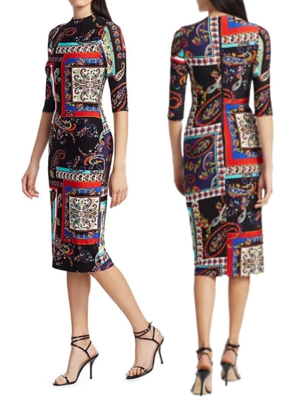 Alice + Olivia Delora Paisley Print Midi Dress.  Size 8.